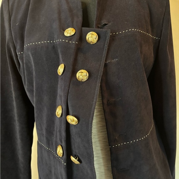 Leslie Fay Blue Blazer with Military-Inspired Design - Picture 4 of 7